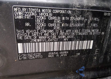 2020 Toyota Rav4 Hybrid Xse z USA, uszkodzony, nr VIN JTMEWRFV1LJ041537